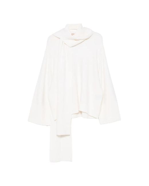 Barbara Bui White Scarf-Detail Sweater