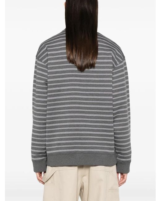 Miu Miu Gray Striped Polo-Collar Knit