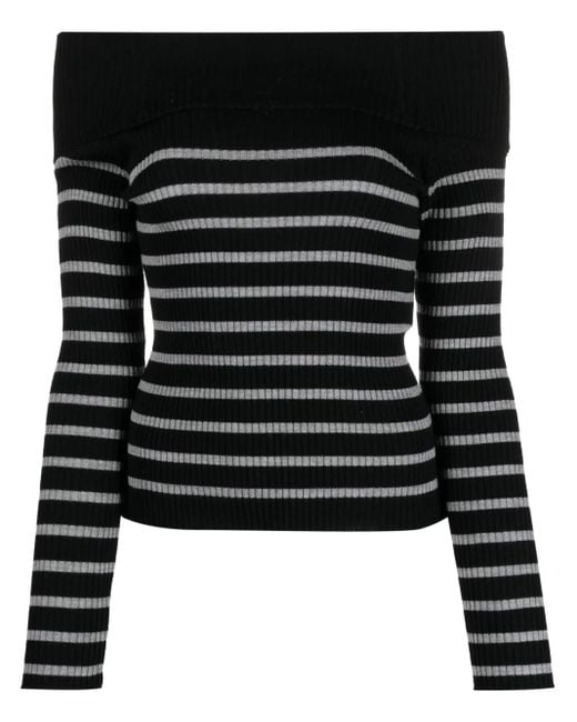 Semicouture Black Striped Virgin-Wool Jumper