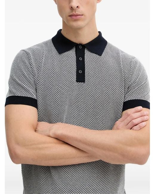 Guess Gray Logo-Patch Polo Shirt for men