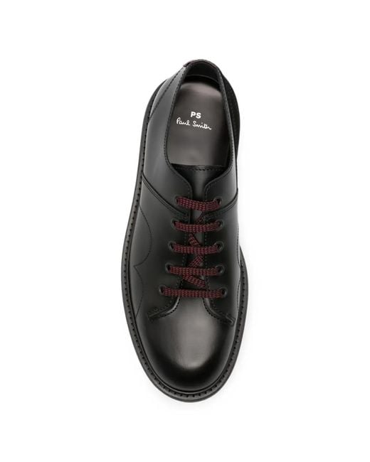 Paul Smith Black Ernie Panelled Leather Derby Shoes for men