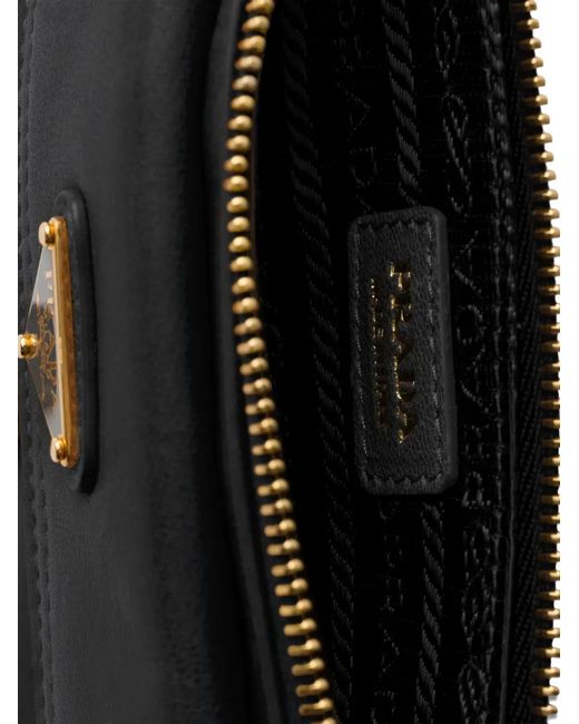 Prada Black Nappa-Leather Wallet With Shoulder-Strap