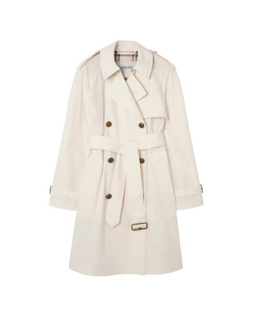 Burberry White Mid-Length Lightweight Cotton Belgravia Trench Coat