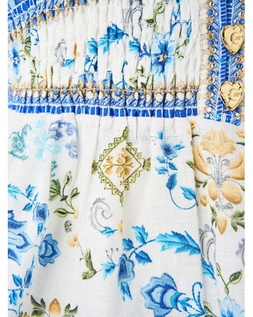 Abito Corto My Homespun Heart Con Ruches di Camilla in Blue