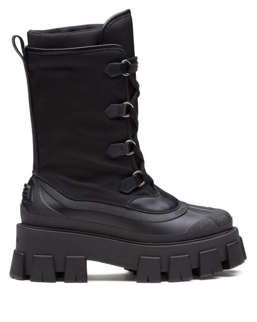 Prada Black Leather Monolith 55mm Combat Boots - US Size: 5, 5.5 & More ...