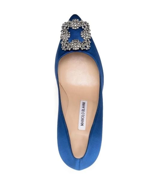 Manolo Blahnik Blue Hangisi 105 Satin Pumps - Women's - Calf Leather/fabric