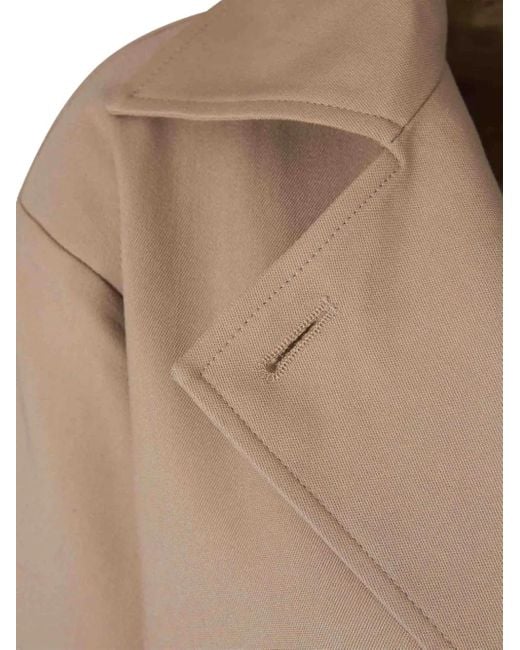Totême  Natural Double-Breasted Coat With Adjustable Cuffs