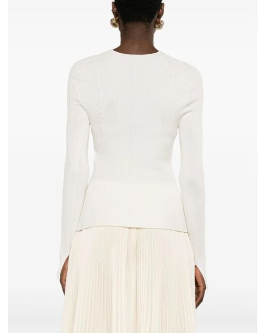 Lanvin White Long-Sleeve Knitted Top