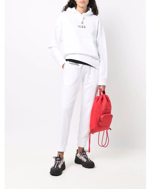 DSquared² White Logo Drawstring Hoodie
