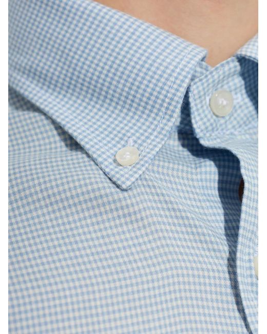 Paul & Shark Blue Micro-Checked Button-Down Shirt for men