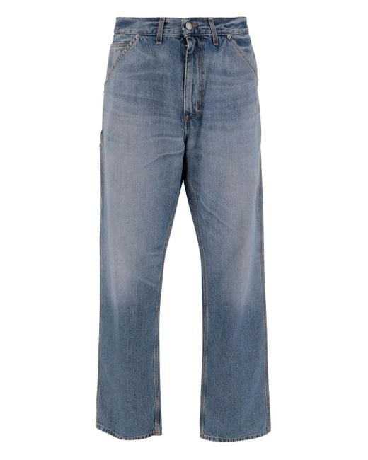 Haikure Blue Contrast-Stitching Cotton Jeans for men