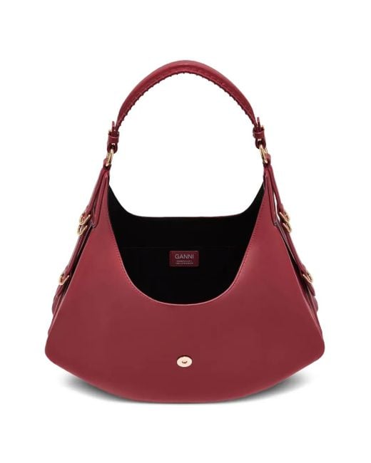 Ganni Red Baguette Pouch Paglia Ff/Vit
