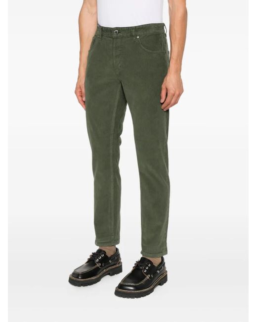 PT Torino Green Corduroy Five-Pocket Trousers for men