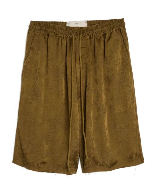 Song For The Mute Green Textured Lace-Effect Shorts for men