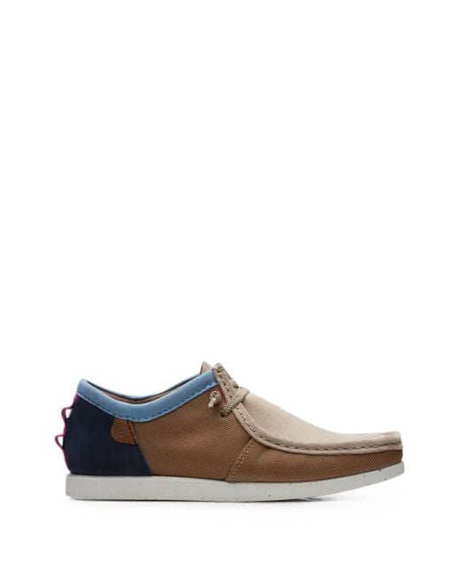 Clarks White Shacrelite Moc Panelled Derby Shoes for men