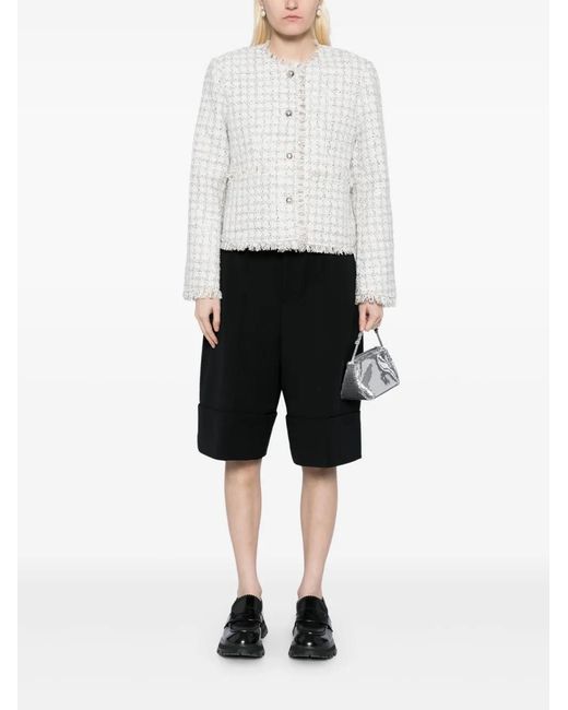 B+ AB White Raw-Finish Tweed Jacket