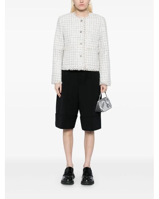 B+ AB White Raw-Finish Tweed Jacket