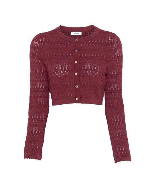 Sandro Red Buttoned Cardigan