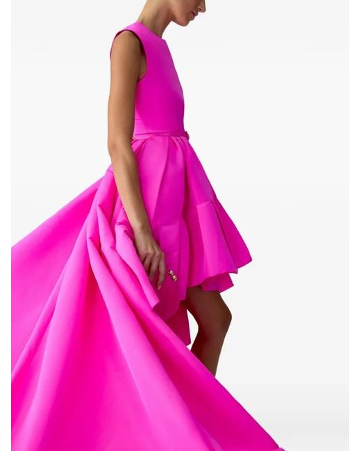 Carolina Herrera Pink Ruffle-Hem High-Low Gown