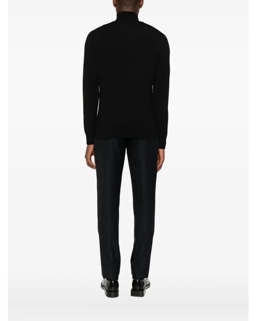 Gran Sasso Black Roll-Neck Sweater for men