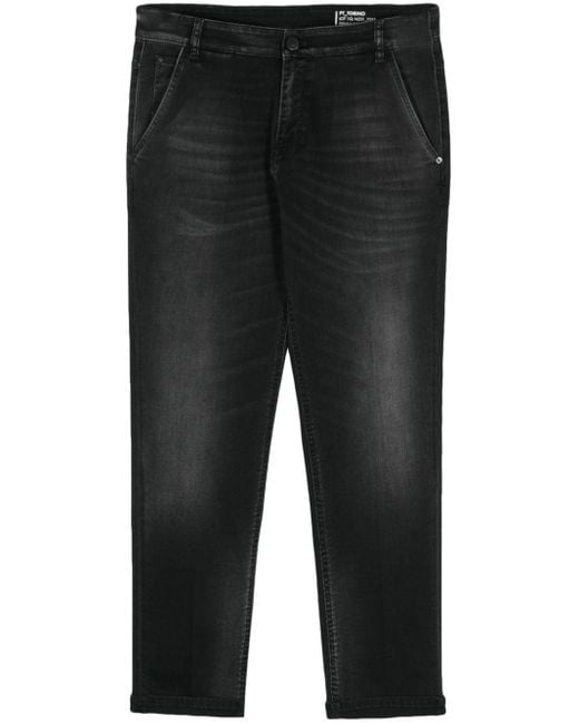 PT Torino Black Low-rise Tapered-leg Jeans for men