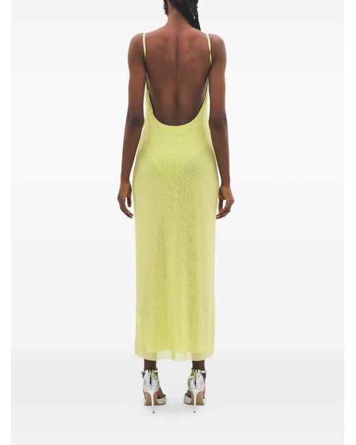 Area Yellow Crystal-Embellished Maxi Dress