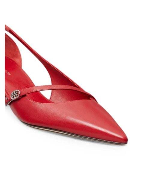 Tory Burch Red Double T Buckle D'Orsay Pumps