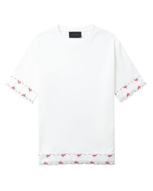 Simone Rocha White Lace-trim Cotton T-shirt for men