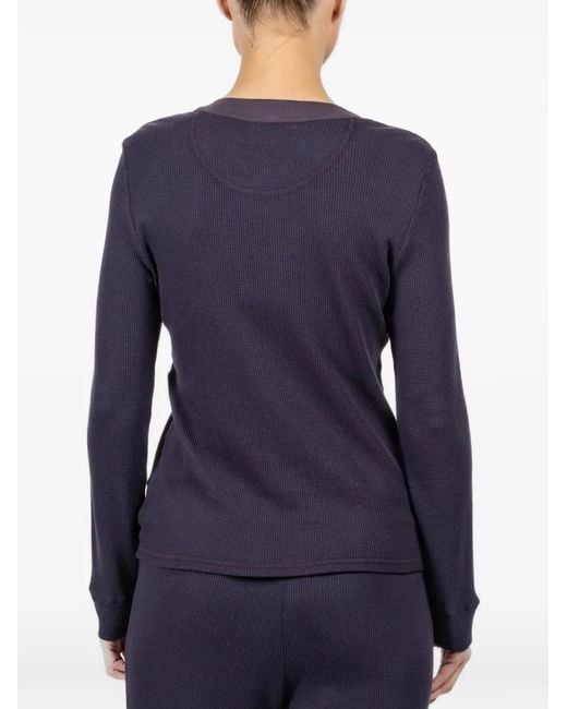 Xirena Blue Buttoned Long-Sleeved T-Shirt