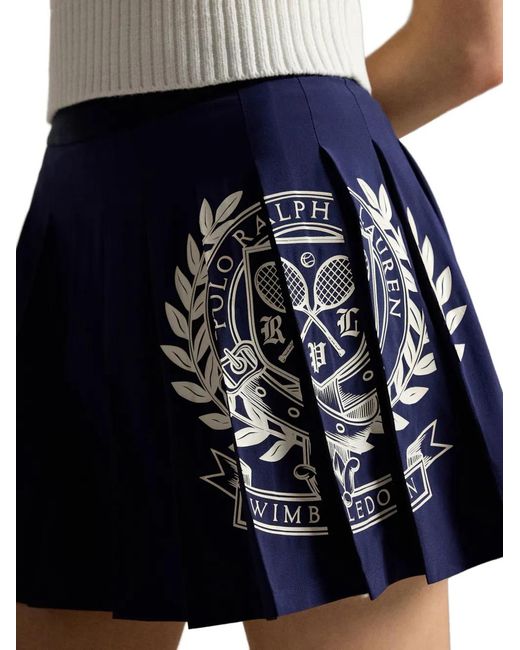 Polo Ralph Lauren Blue Wimbledon Logo Performance Pleated Mini Skirt