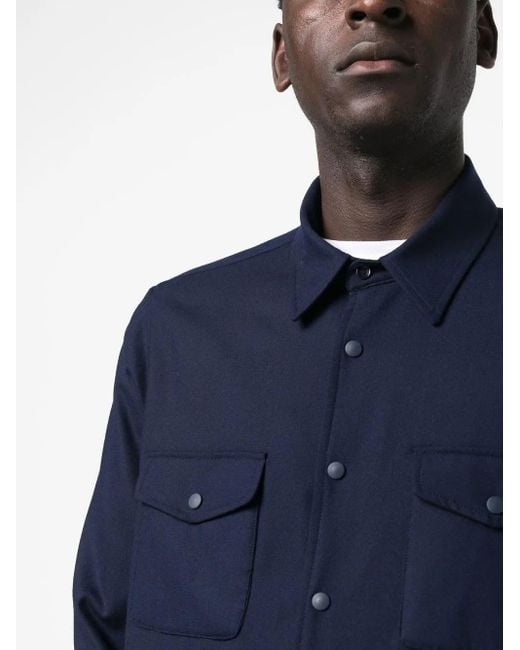 Aspesi Blue Buttoned-Up Long-Sleeved Shirt for men
