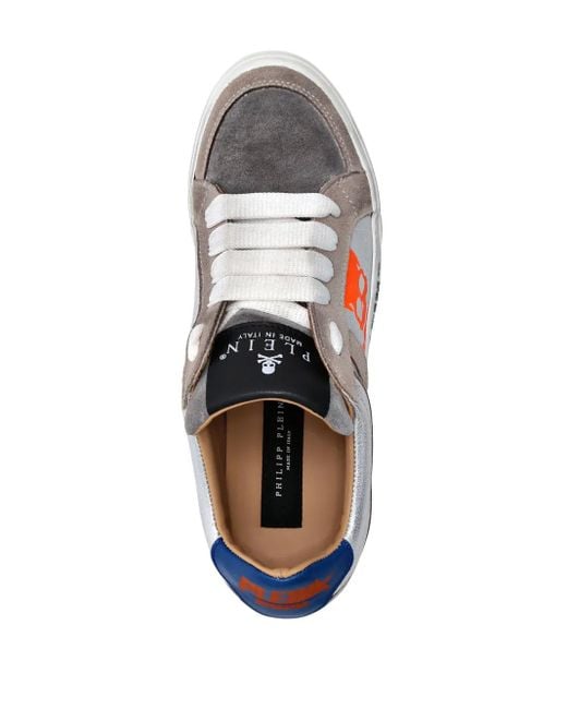 Philipp Plein White Retrokickz Tm Leather Sneakers