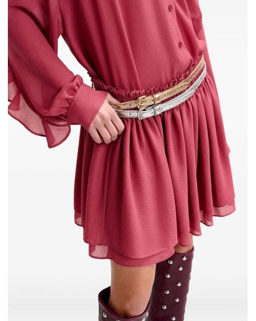 Falda midi con diseño fruncido Essentiel Antwerp de color Red