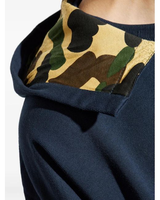 A Bathing Ape Blue Double Face Cotton Hoodie for men