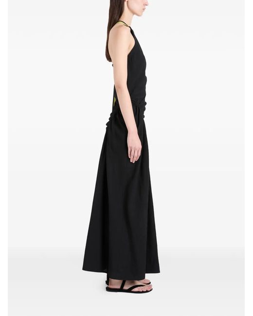 Proenza Schouler Black Sirena One-Shoulder Ruched Maxi Dress