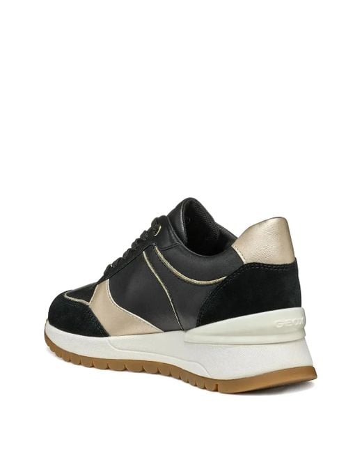 Geox Black Desya Leather-Detail Sneakers