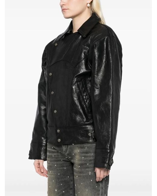 R13 Black Asymmerical Stud Jacket