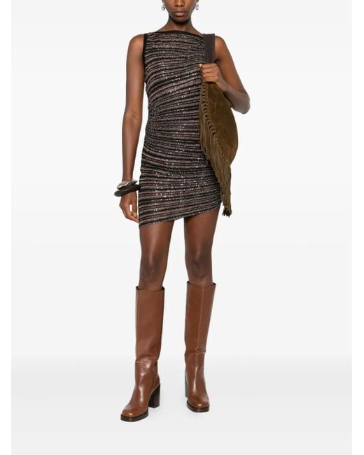 Missoni Black Sequin-Striped Sleeveless Mini Dress