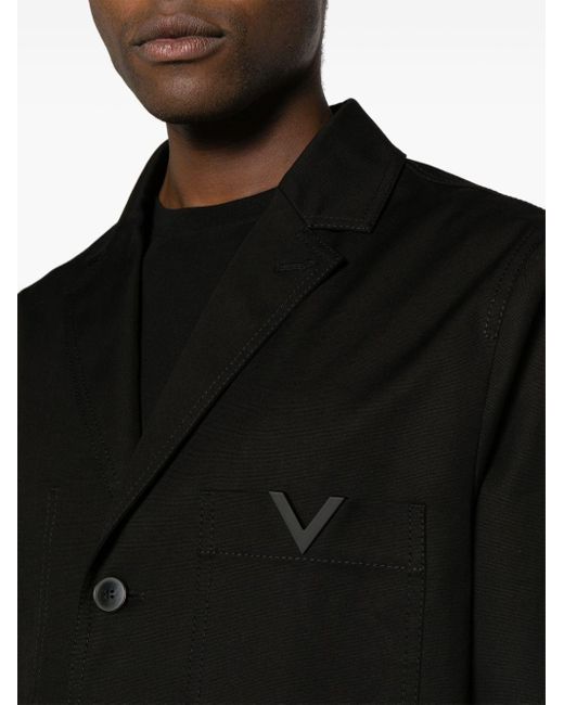Giacca-camicia con dettaglio a V di Valentino Garavani in Black da Uomo