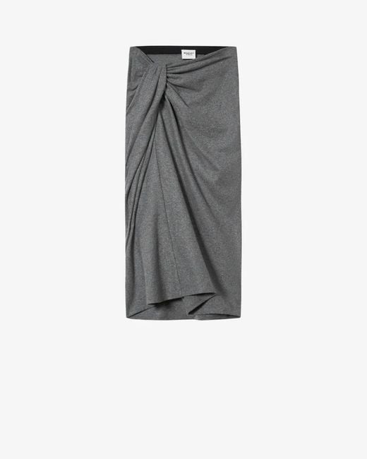 Isabel Marant Gray Jeldia Draped Knot Midi Skirt