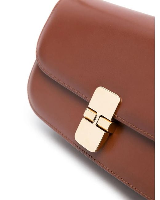 A.P.C. Brown Grace Chaine Leather Clutch Bag