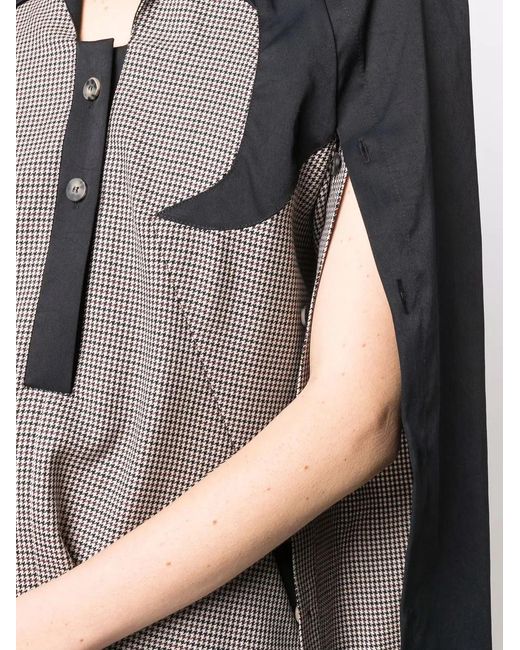 Kiko Kostadinov Multicolor Two-Tone Houndstooth-Pattern Blouse