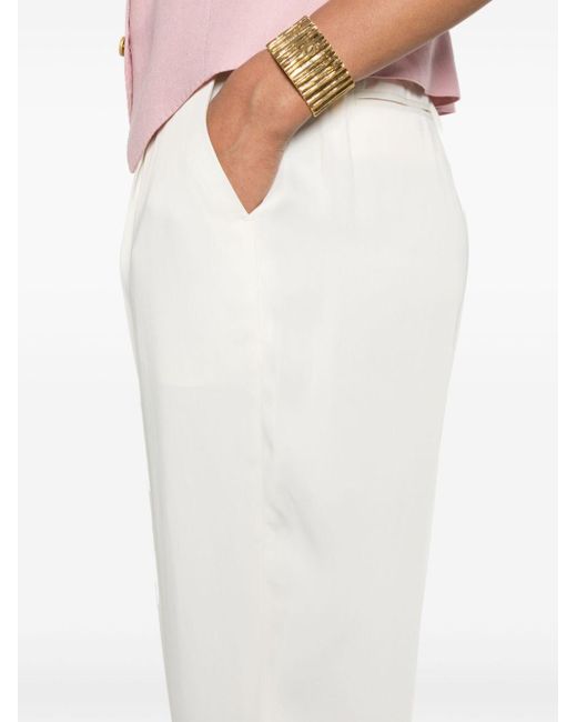 PT Torino White Elasticated-waistband Cropped Trousers