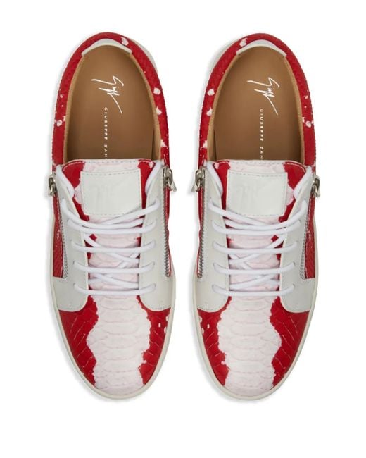 メンズ Giuseppe Zanotti Frankie レザースニーカー Red