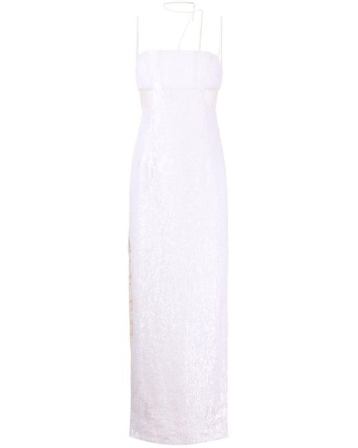 Rachel Gilbert Foster Sequinned Side-slit Maxi Dress in het White