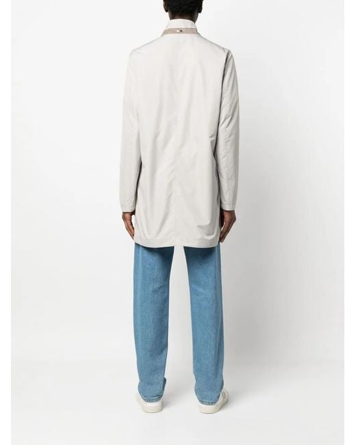 Herno White Concealed-Fastening Parka Coat for men