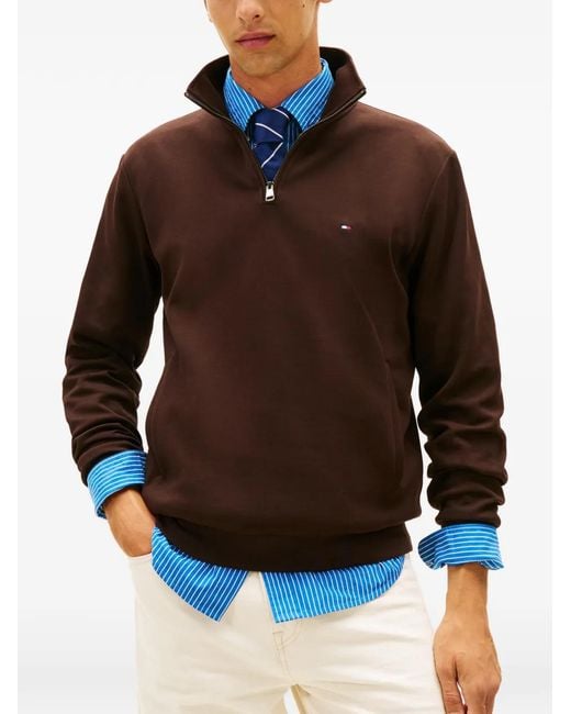 Tommy Hilfiger Brown Zip-Up High-Neck Sweater for men