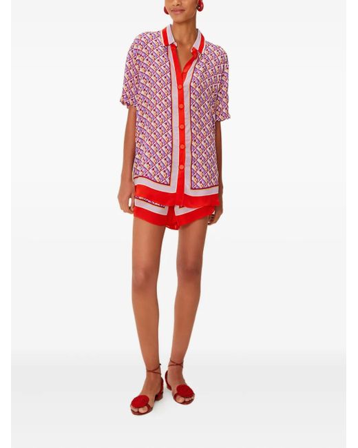 Farm Rio Red Graphic-Pineapple Buttoned Shirt
