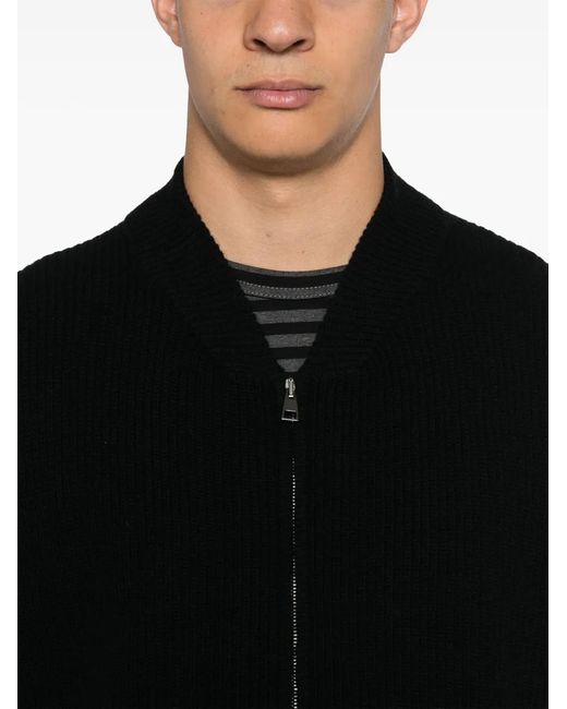 Roberto Collina Black Ribbed Cardigan for men