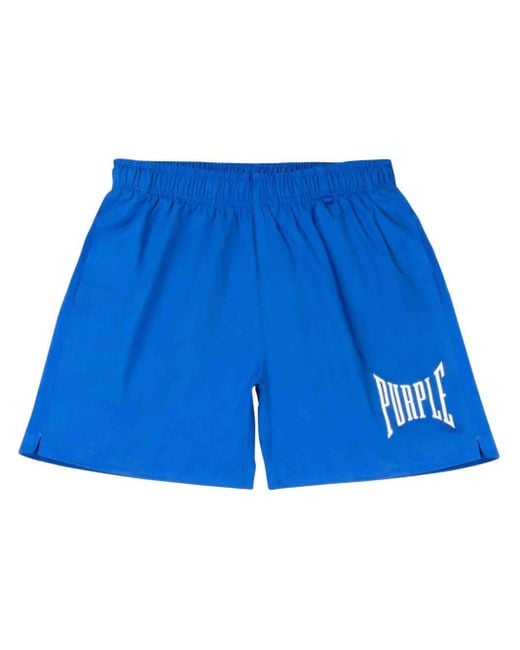 Purple Brand Blue Logo-print Shorts for men